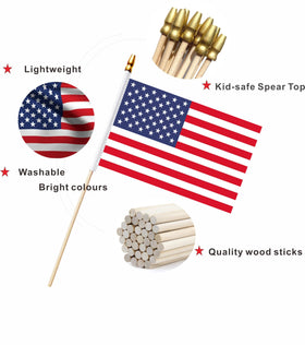 LUSEOAN bright-colored US flag on stick stays vibrant outdoors.