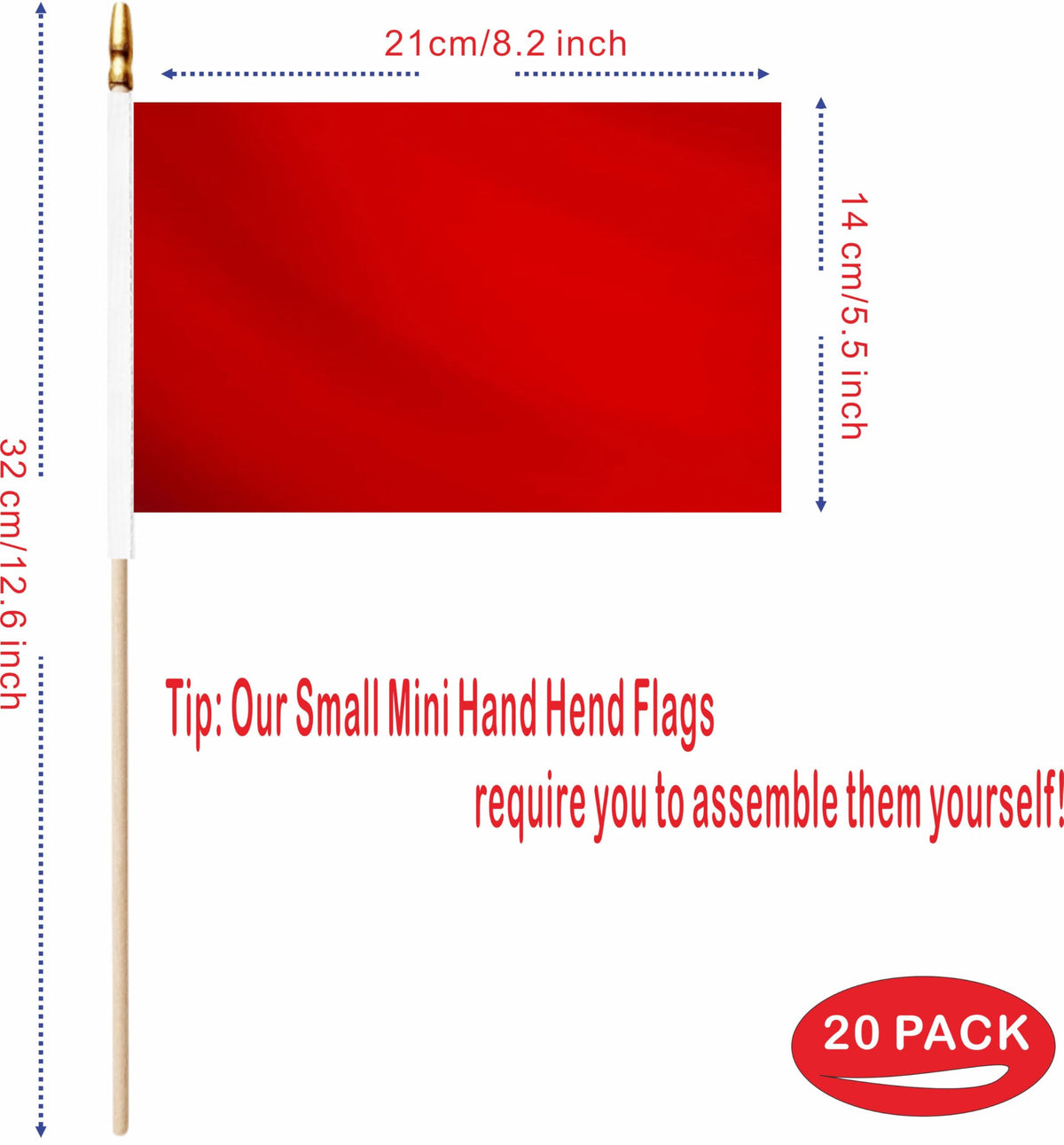LUSEOAN bright red mini flag close-up showing colorfast polyester material
