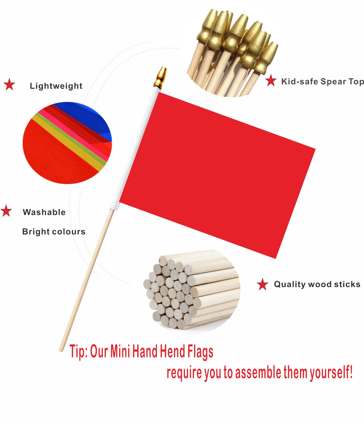 LUSEOAN colorful flags are washable and colorfast for long-lasting use.