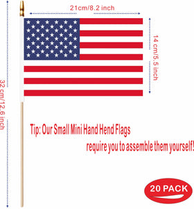 LUSEOAN handheld patriotic flag on wooden pole ideal for classroom or desk decor.