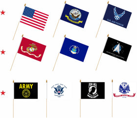 LUSEOAN military flags on wooden sticks for vibrant parade displays
