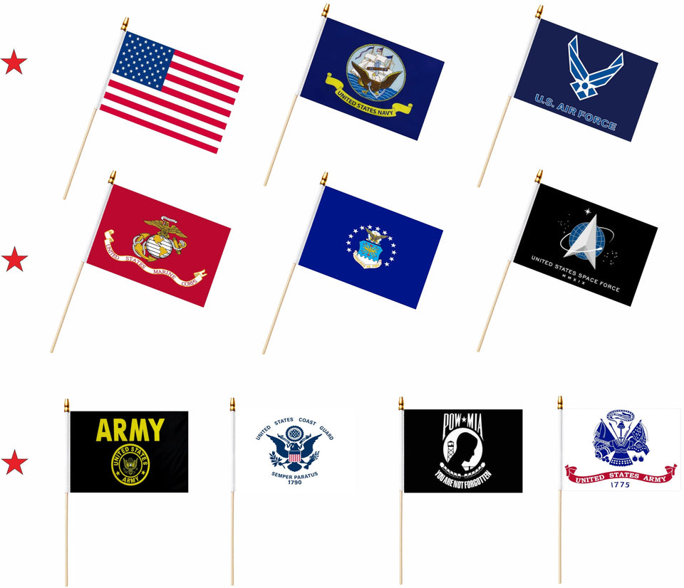 LUSEOAN military flags on wooden sticks for vibrant parade displays