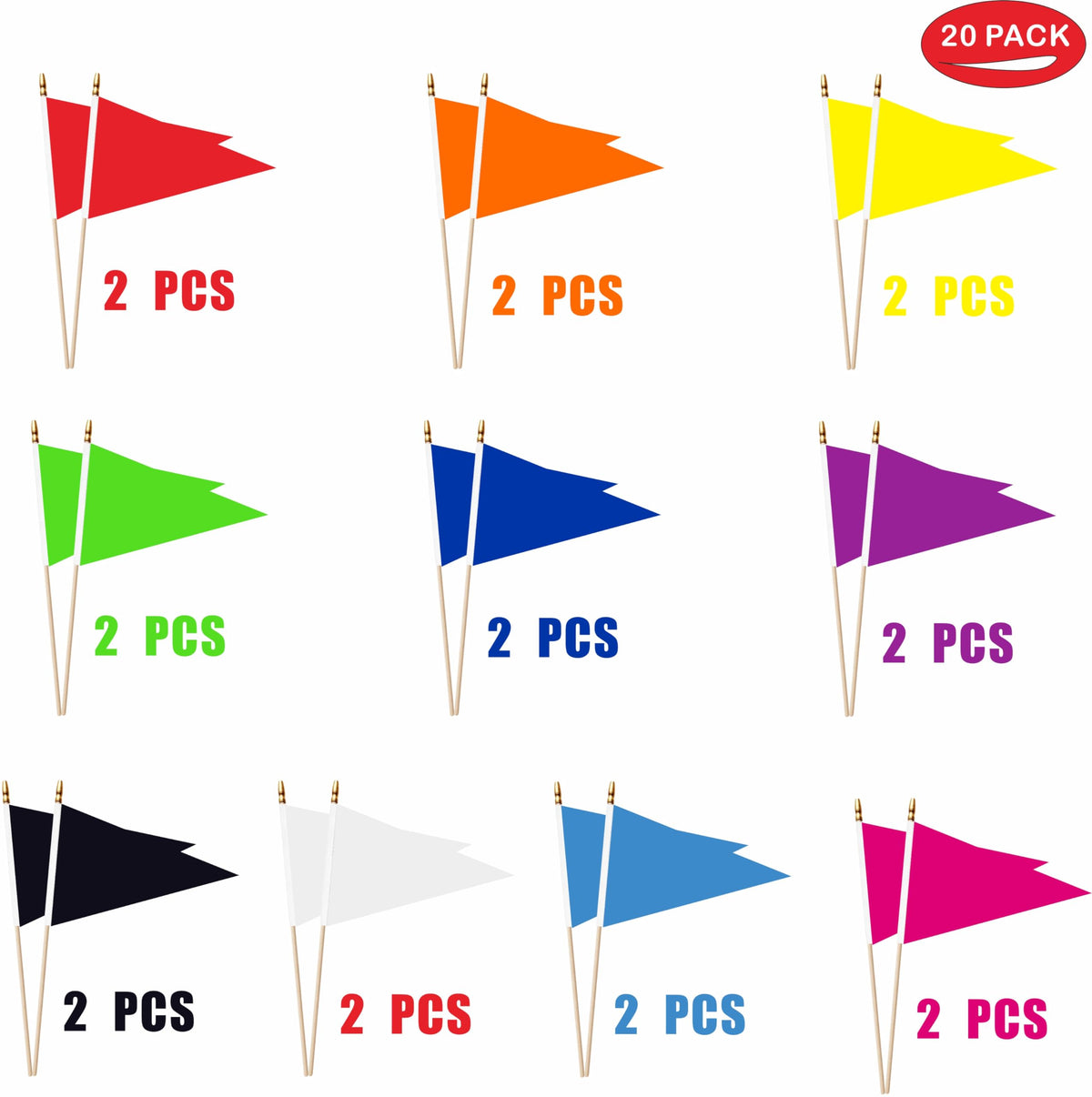 LUSEOAN green pennant flag on wooden stick for easy waving