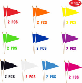LUSEOAN green pennant flag on wooden stick for easy waving