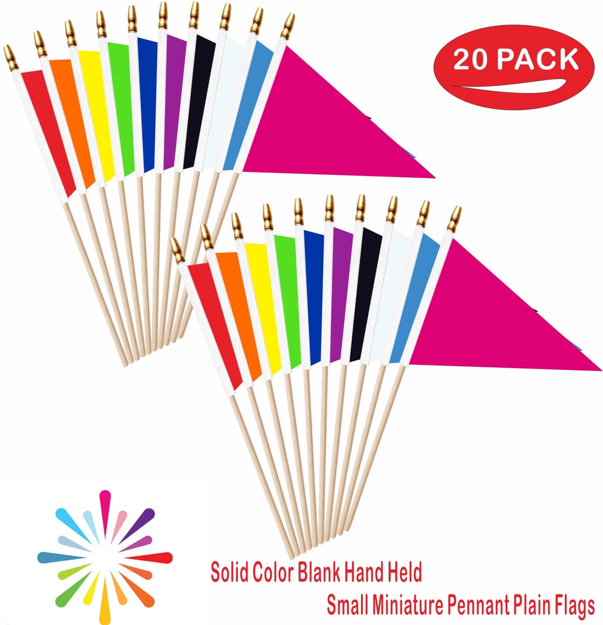 LUSEOAN orange pennant flag on wood stick for bright accents