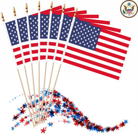 LUSEOAN patriotic flag set helps decorate events like Memorial Day and Independence Day.