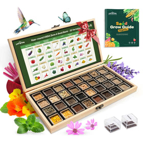 LUSH&DEW year-round seed kit box front for diverse gardening