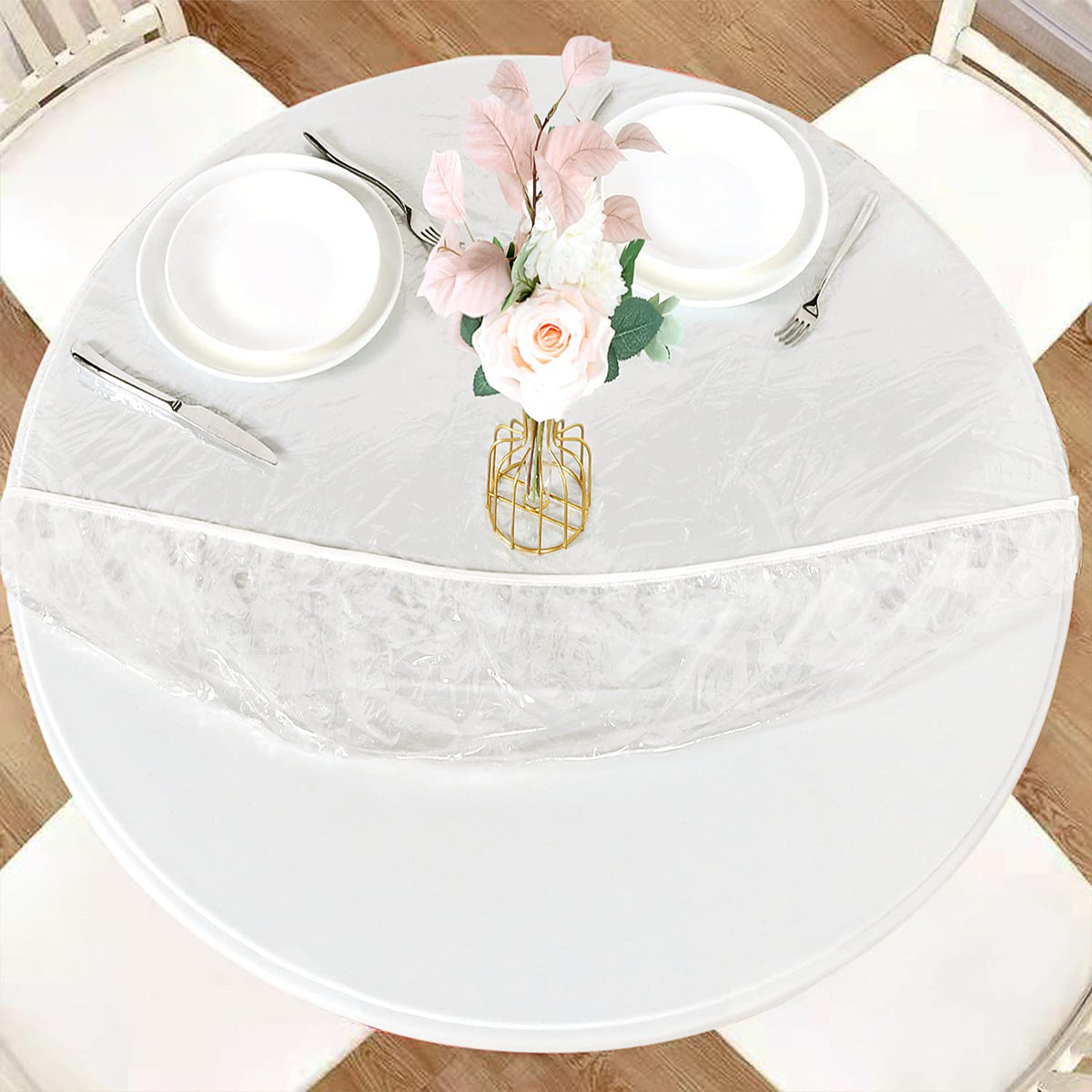 LUSHVIDA round table cover with elastic edge for secure fit