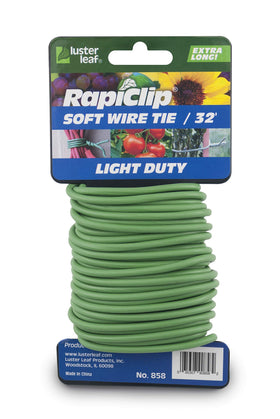 Luster Leaf Rapiclip soft wire tie in green with flexible tying action for garden projects