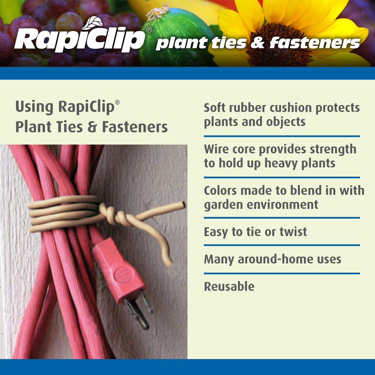 Perfect for organizing hoses and trellises in the yard or garden