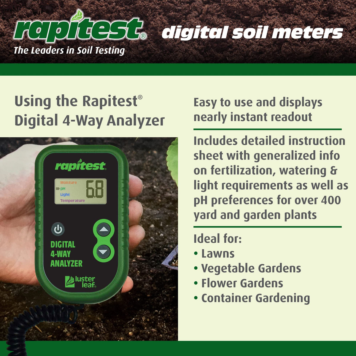 Luster Leaf Rapitest 450-plus plants guide supports species care
