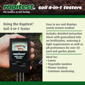 Luster Leaf Rapitest 4-in-1 pH indicator supports soil balance decisions.