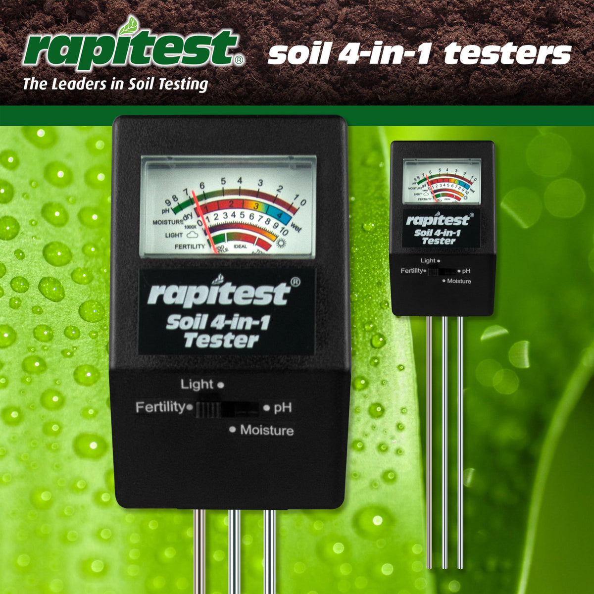 Luster Leaf Rapitest 4-in-1 sunlight gauge shows light exposure for optimal placement.