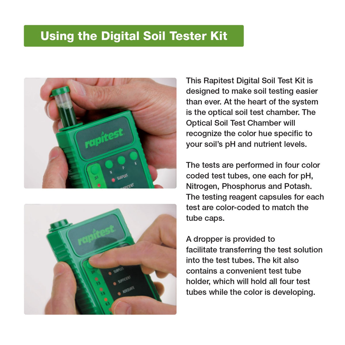 Luster Leaf Rapitest instruction booklet included with plant pH tips and fertilizer guidance.