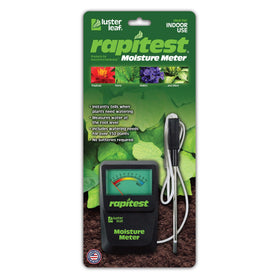 Luster Leaf Rapitest meter dial shows soil moisture level for easy watering.
