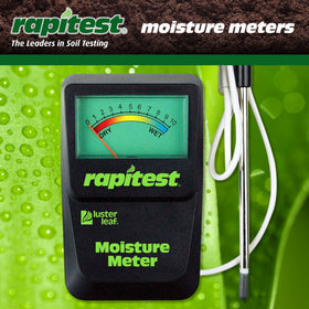 Luster Leaf Rapitest meter with tethered probe checks moisture near roots.
