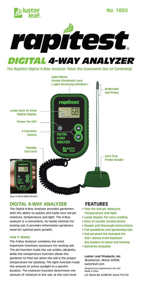 Luster Leaf Rapitest moisture meter readout helps proper watering