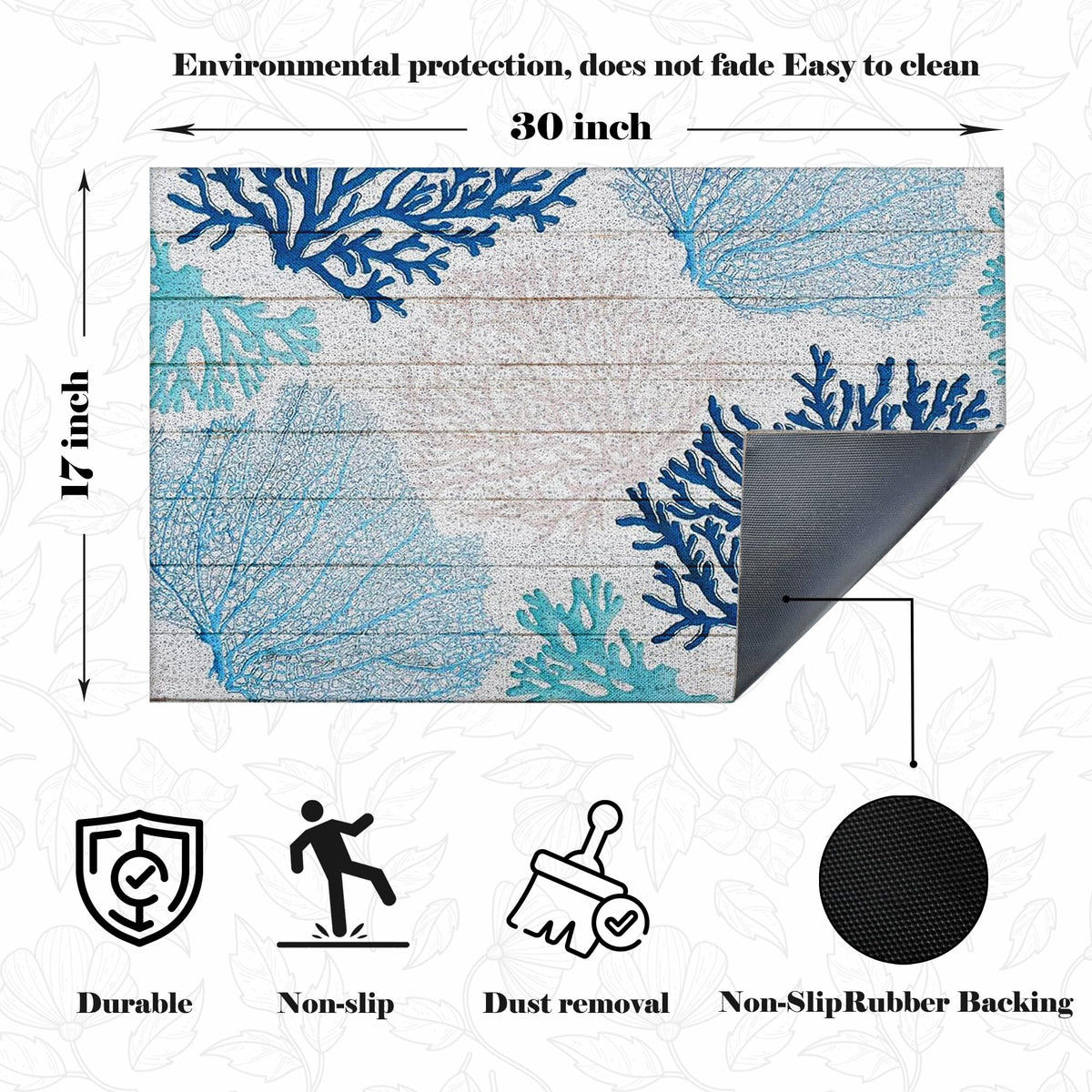 LUVADIAN Blue Beach Door Mat entryway decor with coastal style.