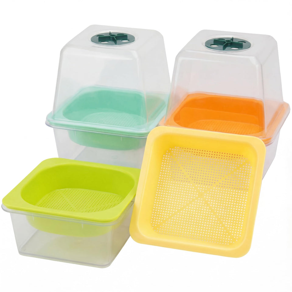 LUVCOSY microgreen tray with humidity dome supports even moisture for better sprouting.