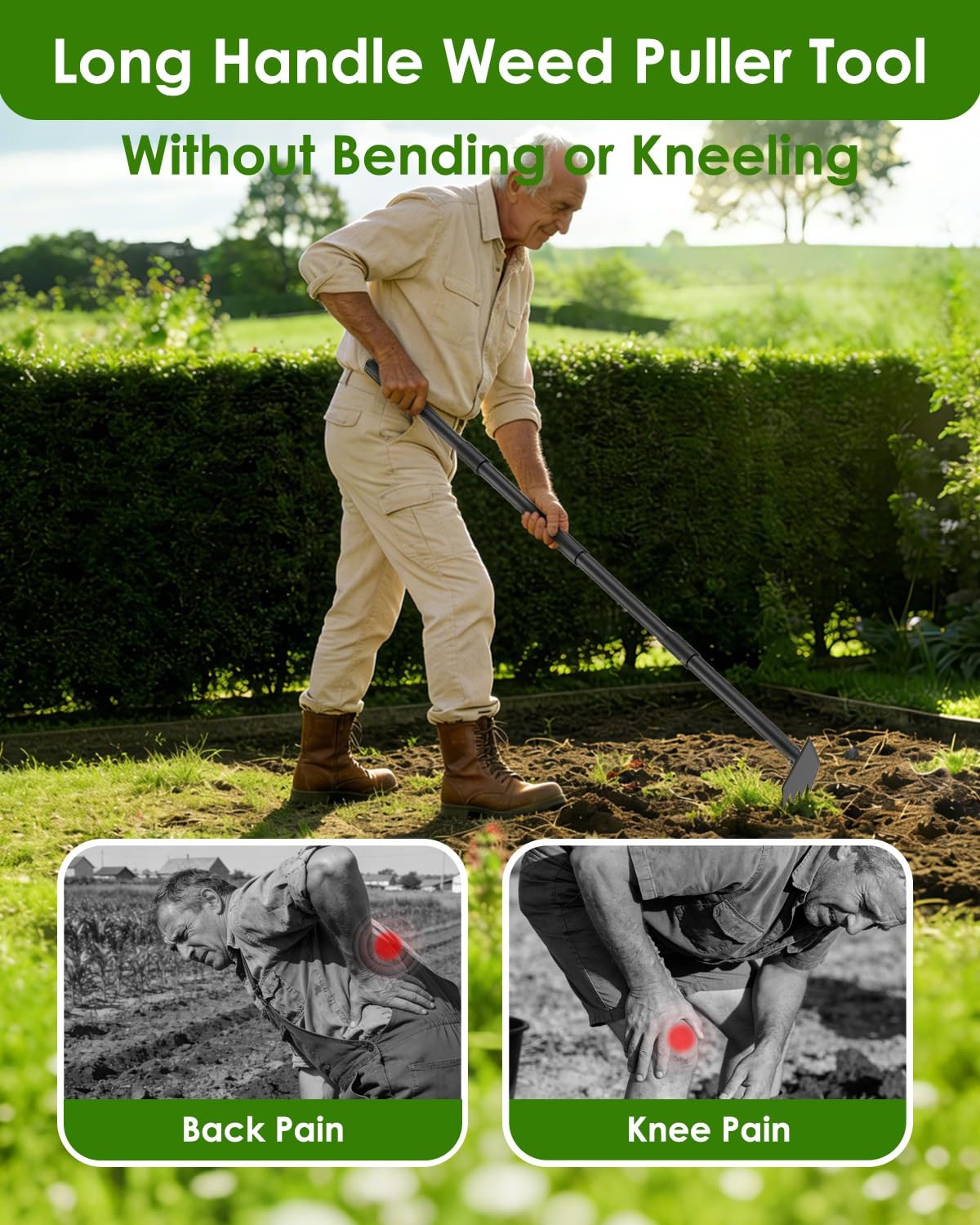 Luvenia 5-inch hoe blade ready to loosen soil in beds.