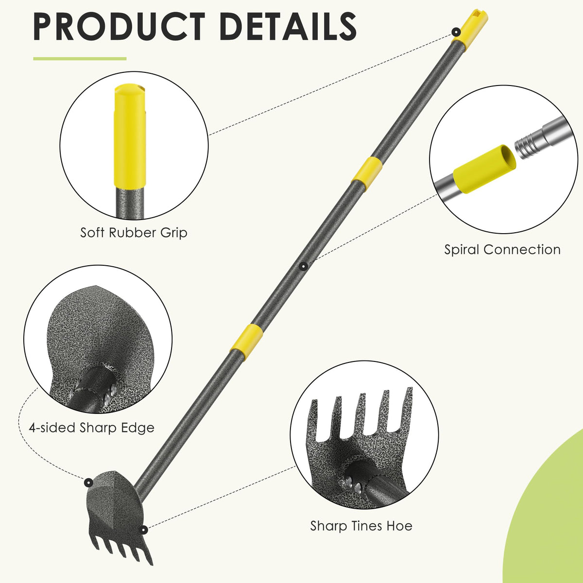 Luvenia Garden Hoe pointed tines break soil and loosen beds for planting