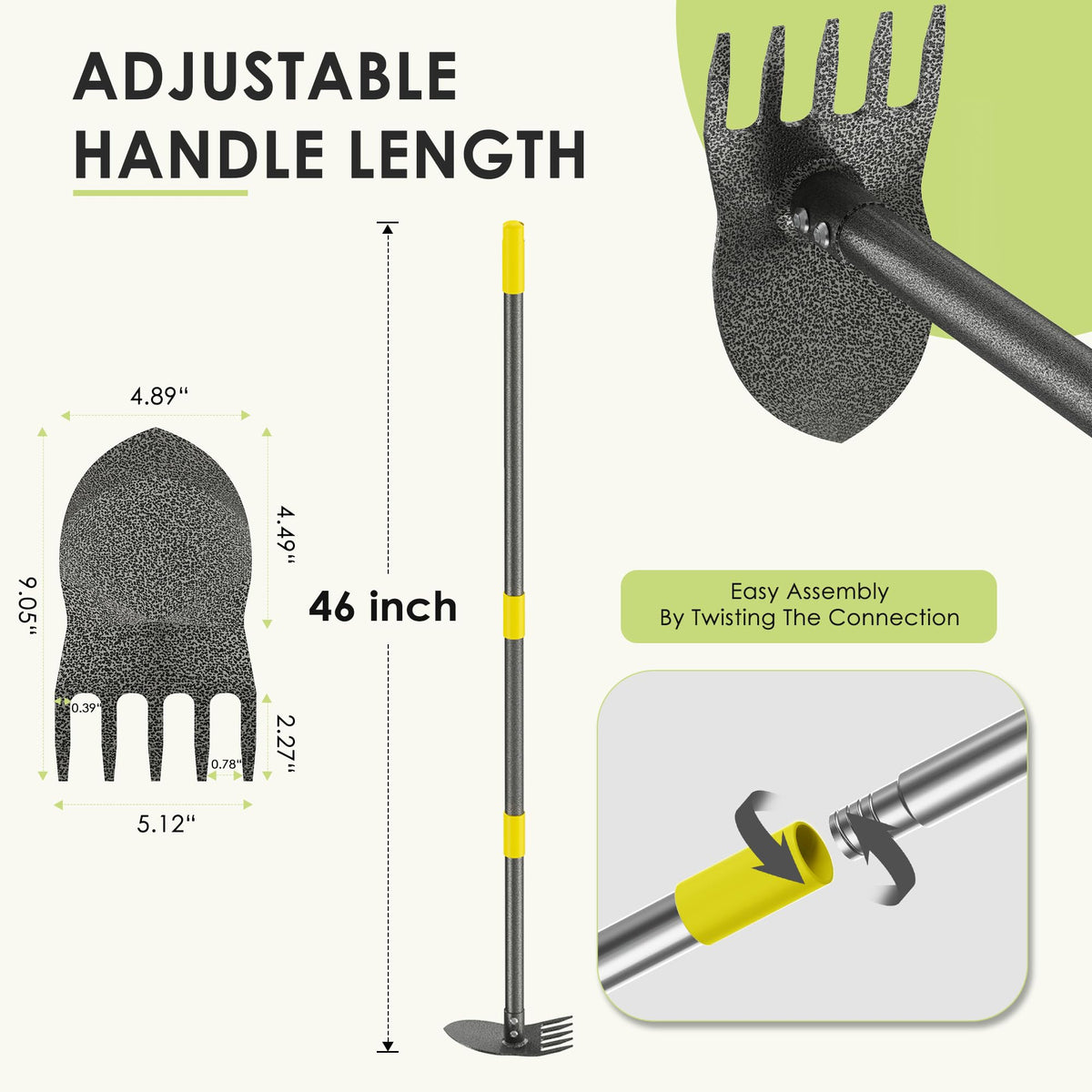 Luvenia Garden Hoe blade with 5 teeth for fast, precise weed removal