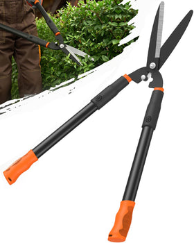 Luvenia hedge shears with 31-inch length shown for extended reach and powerful trimming.