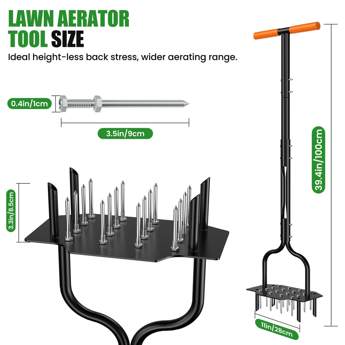 Luvenia lawn aerator in durable carbon steel for long-term yard care.