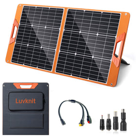Luvknit 100W solar panel folded compact for easy storage during travel.