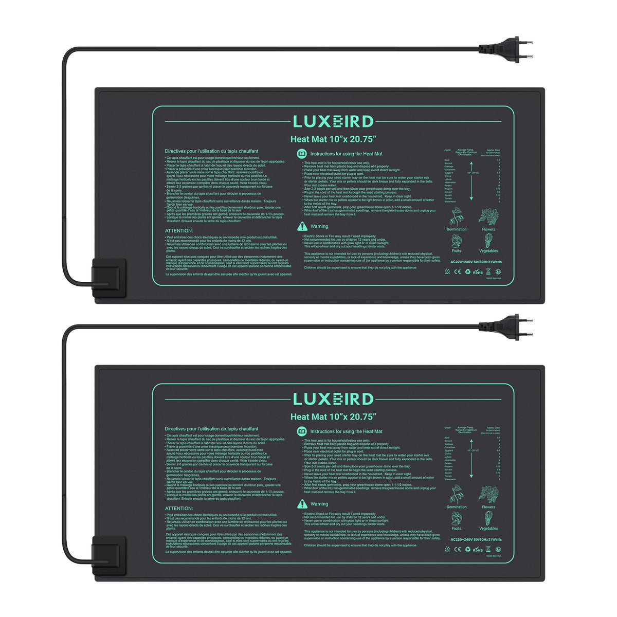 Luxbird seedling heating mat placed on soil to warm roots for germination
