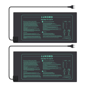Luxbird seedling heating mat placed on soil to warm roots for germination