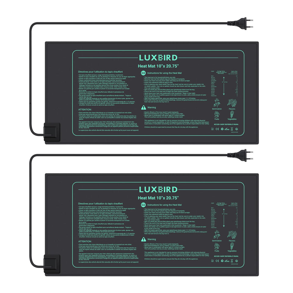 Luxbird seedling heating mat placed on soil to warm roots for germination