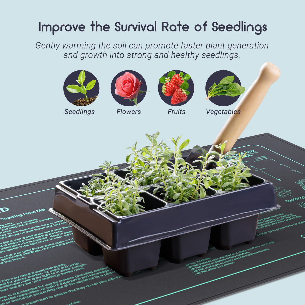 Luxbird seedling heating mat in an indoor gardening setup