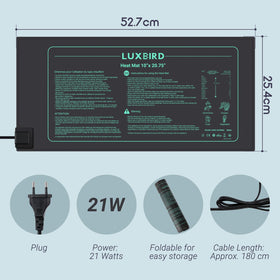 Luxbird heating mat showing waterproof durable material for damp seed starting