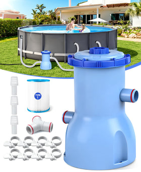 LuxBlue 530 GPH pump front view for efficient pool circulation and debris removal.