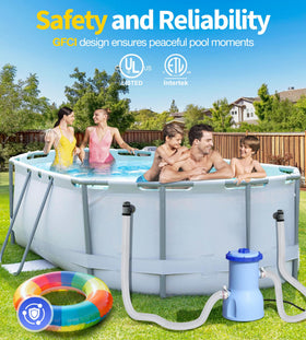 LuxBlue pump with GFCI-protected plug design for safer pool operation.