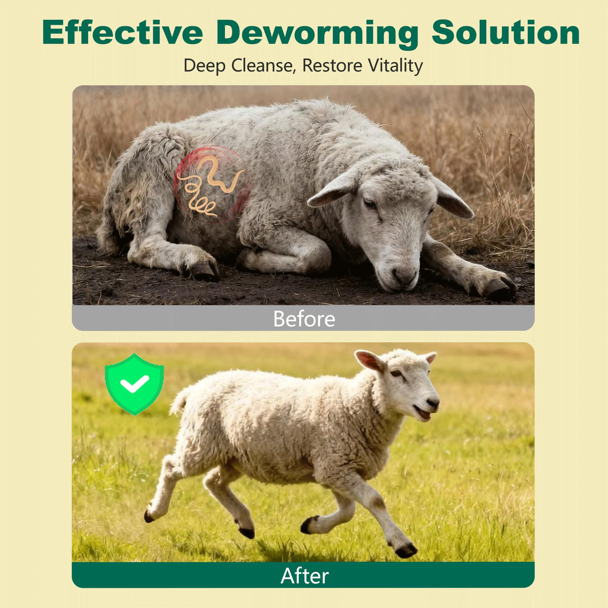 Luxekem dewormer being mixed with feed for goats or poultry
