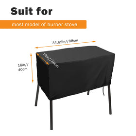 Luxiv black 2-burner stove cover side view shows snug fit for Camp Chef models.