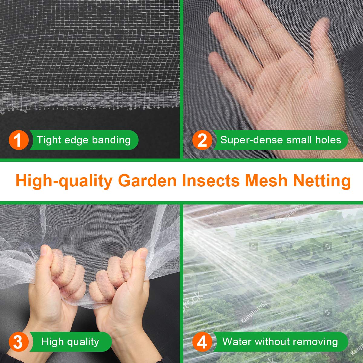 Luxiv nursery garden netting over trays guarding young plants in a greenhouse setting