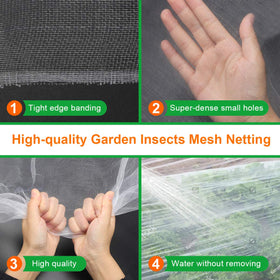 Luxiv nursery garden netting over trays guarding young plants in a greenhouse setting
