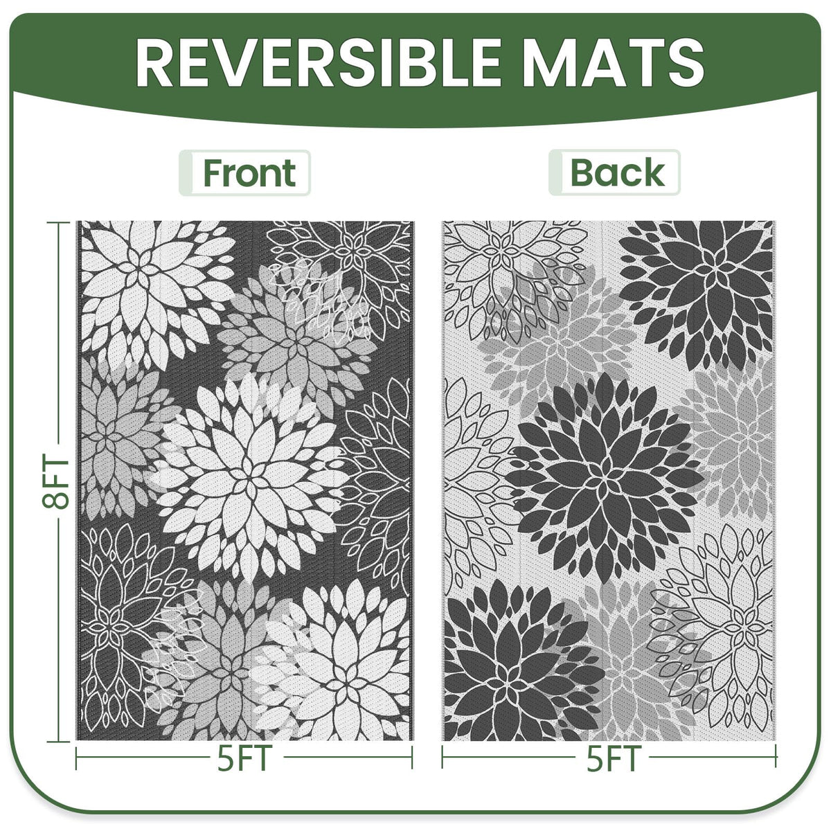 LuxStep reversible floral rug showing both sides for easy style swap