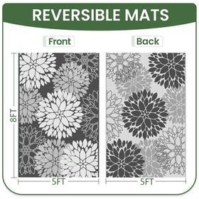 LuxStep reversible floral rug showing both sides for easy style swap