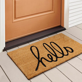 LuxUrux Hello doormat with script Hello on natural coir for a welcoming entry and dirt control