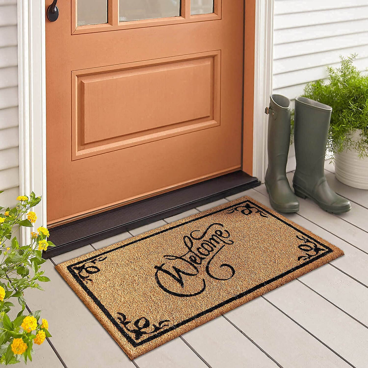LuxUrux Coco Coir Welcome Mat natural fibers deliver durable everyday use.