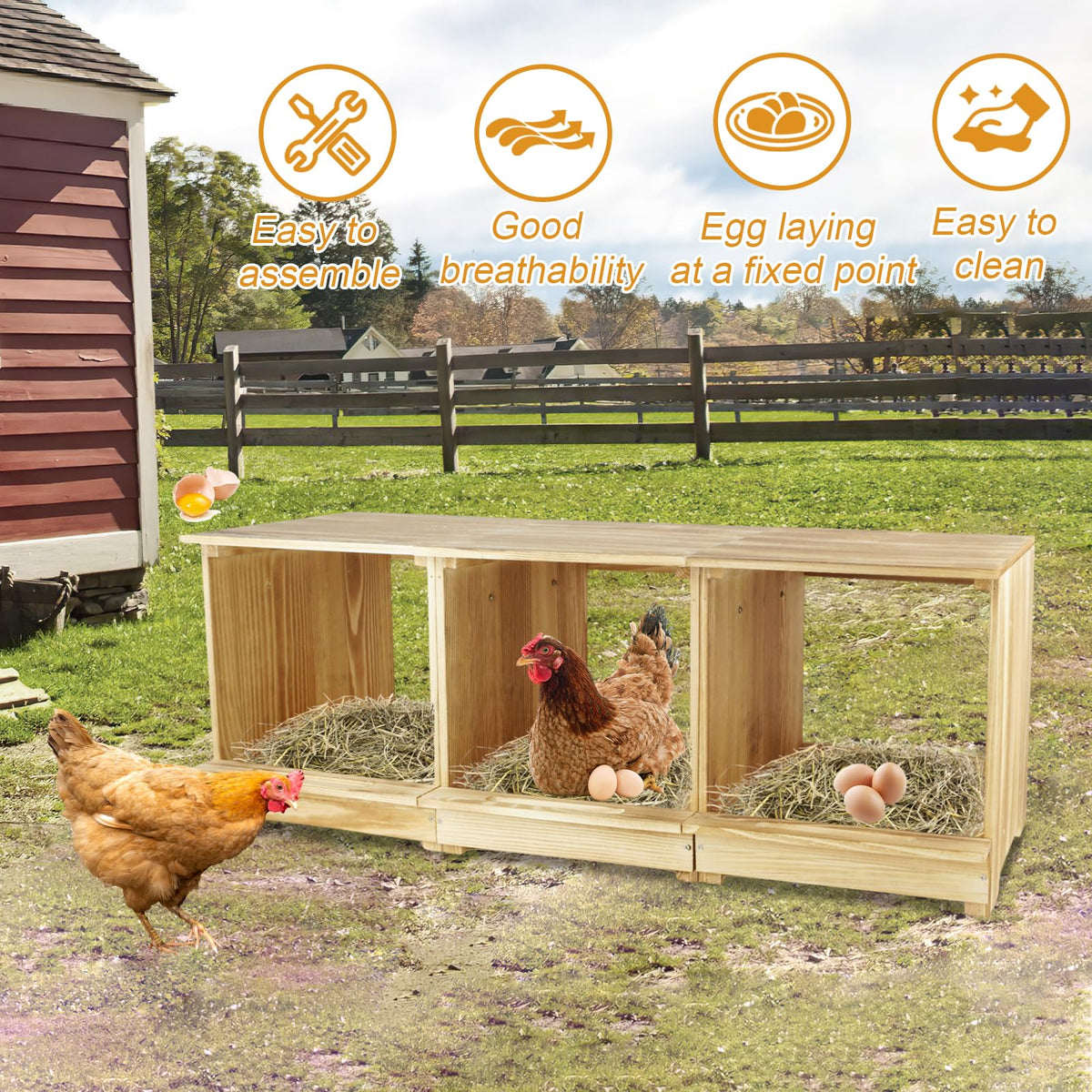 Luxurytex wooden nesting box adds natural, safe environment for hens