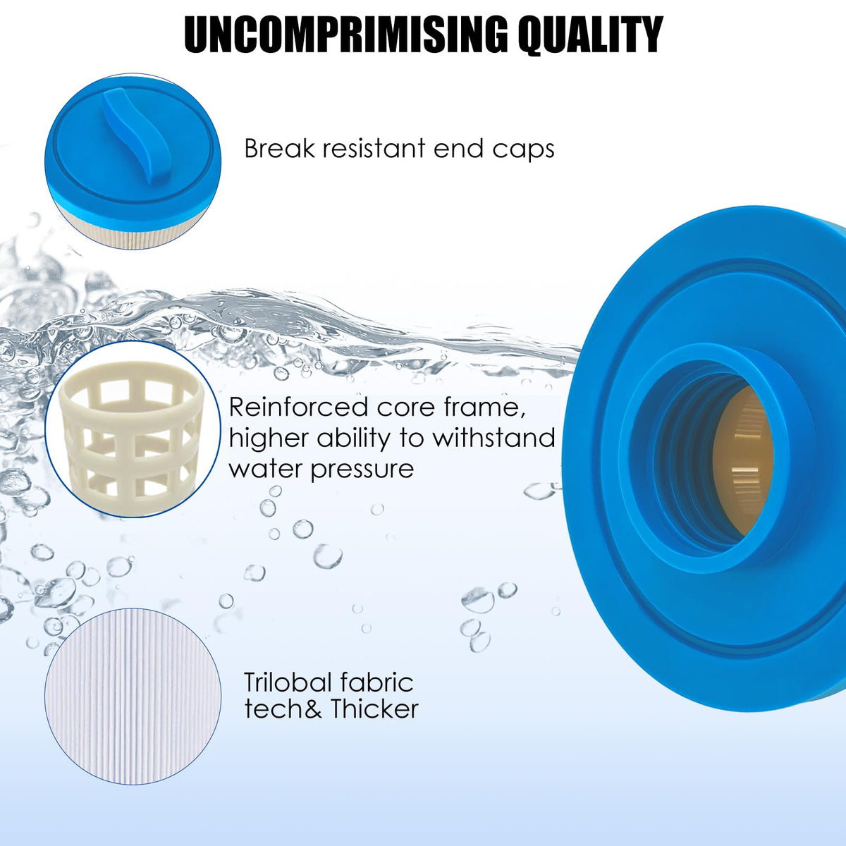 LVJUSEN sparkling clear spa water after filtration improves soak experience.