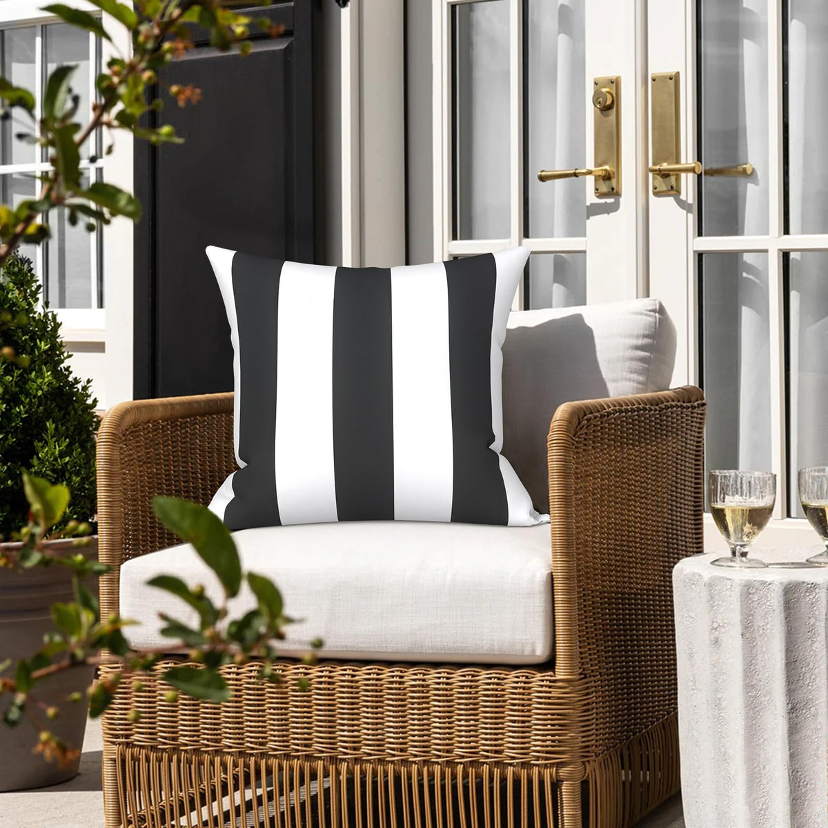 LVTXIII Cabana Black 18x18 pillow size fits bed, couch, and outdoor seating.