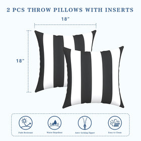LVTXIII Cabana Black indoor pillow on sofa highlights fade-resistant color.