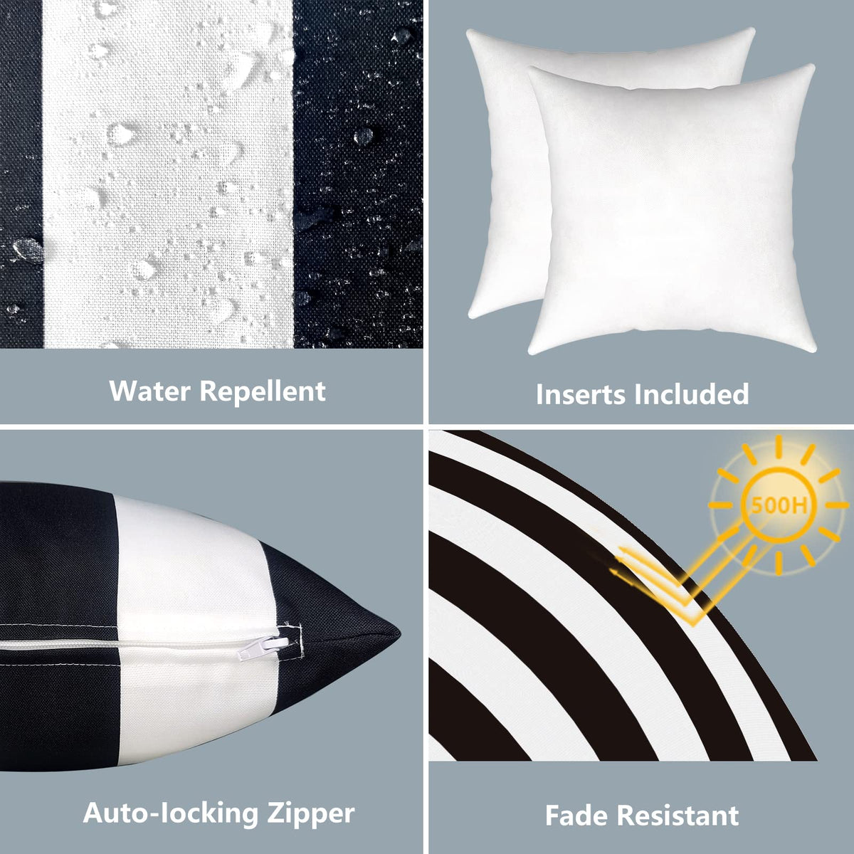 LVTXIII Cabana Black pillow pattern variety complements modern living room decor.