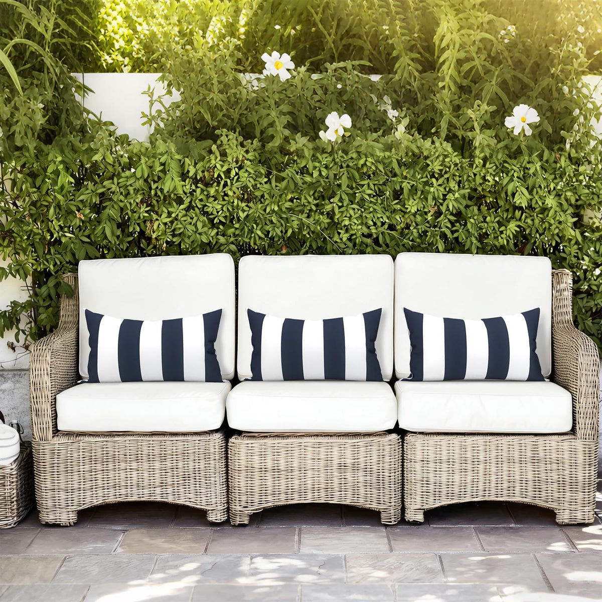 LVTXIII navy cabana pattern adds modern style to outdoor or indoor spaces.